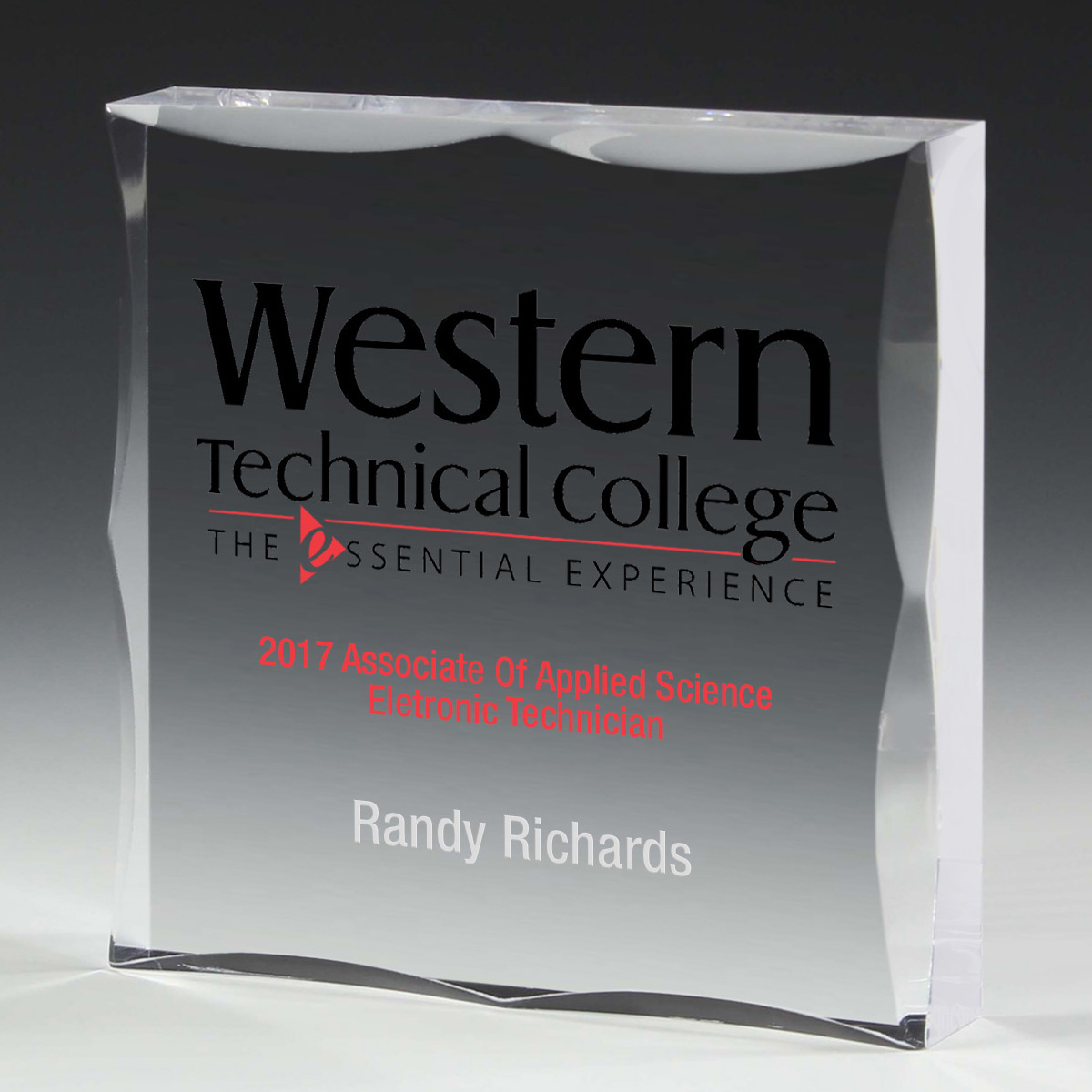  2400S (Screen Print), 2400L (Laser), 2400P (4Color Process) - Scalloped Edge Square Paperweight Awards - 4” x 4” x 3/4”