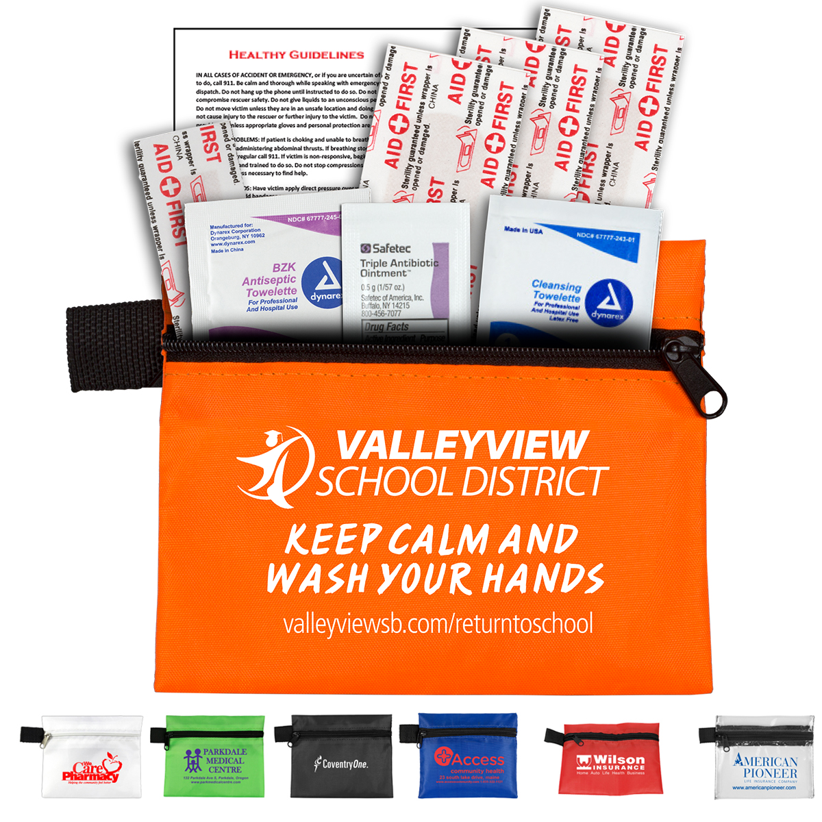 "TAG-A-LONG PLUS" 8 Piece First Aid Kit in Zipper Pouch