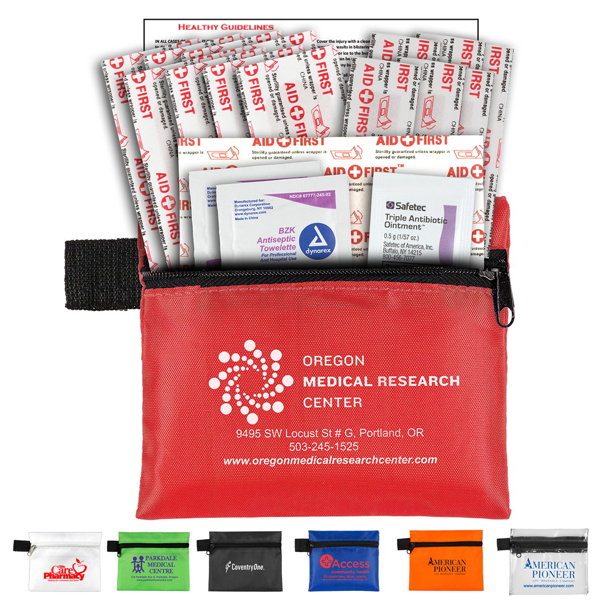 "DOC" 19 Piece Healthy Living Pack Components inserted into Zipper Pouch