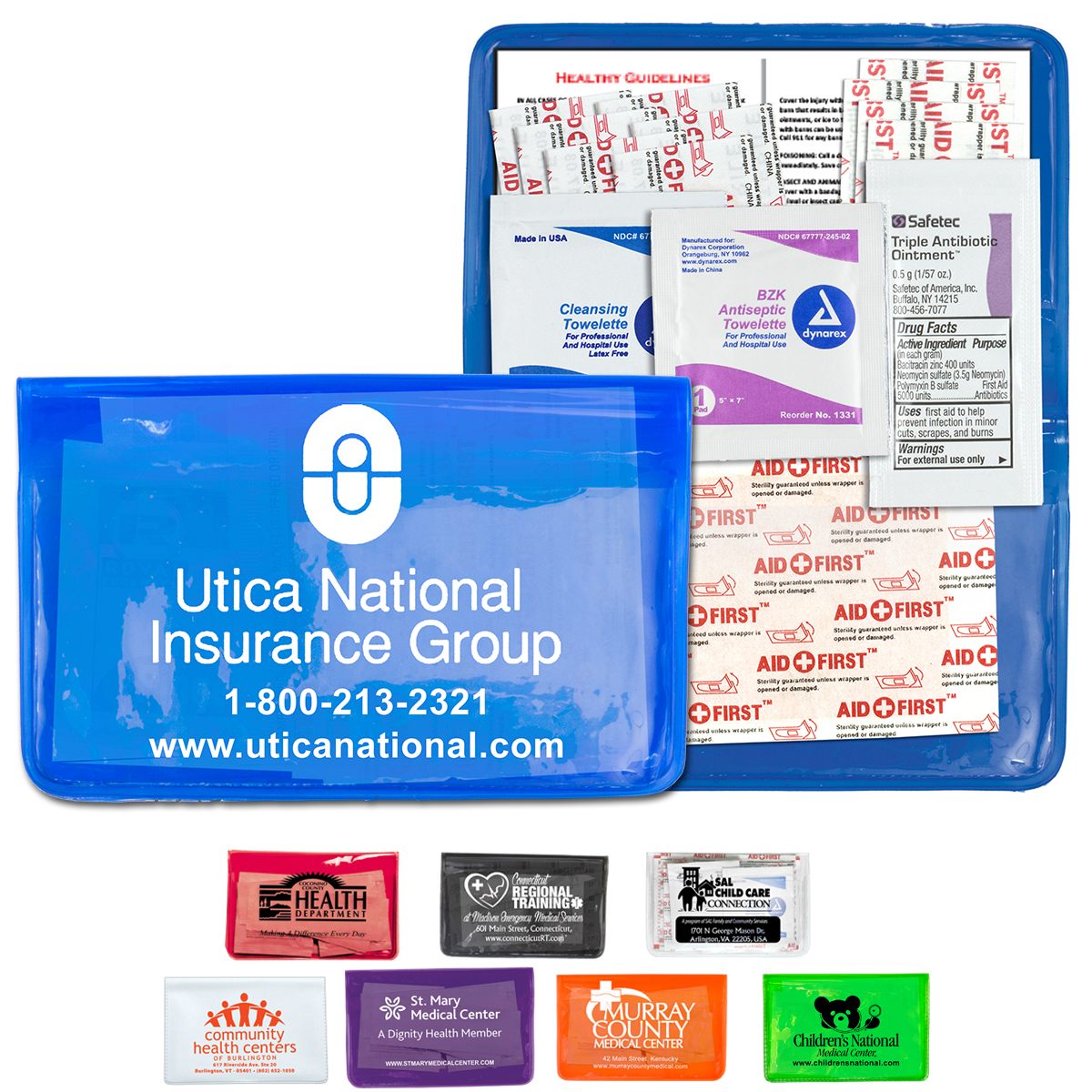 "HEAL-ON-THE-GO XL" 15 Piece Economy First Aid Kit in Colorful Vinyl Pouch