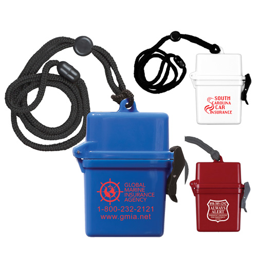 "EZ CARRY" Ultra Thin Hard Plastic Hinged Top Waterproof Container with Breakaway and Adjustable Neck Lanyard