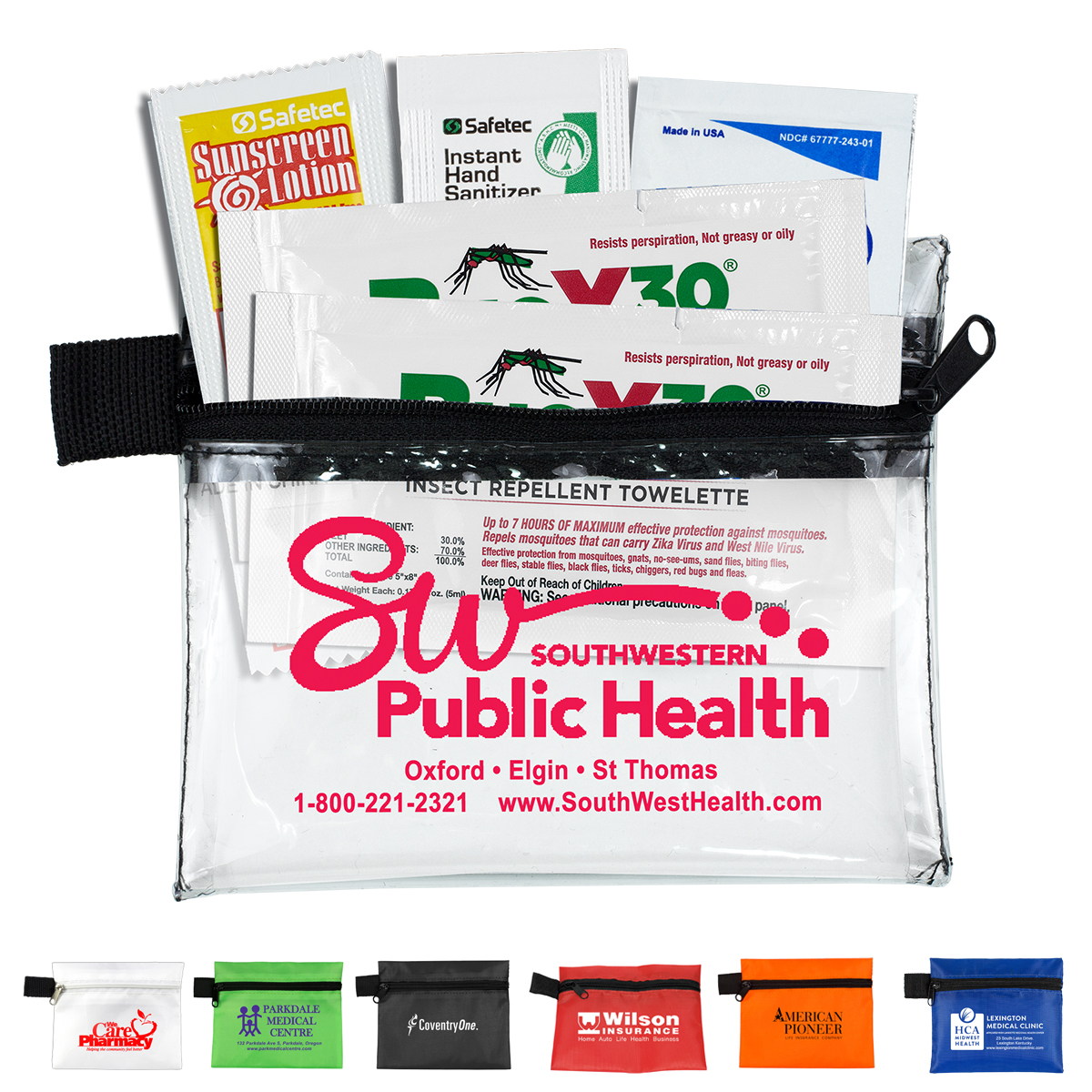 "STAY SAFE KIT 2" 5 Piece Insect Repellent Kit in Zipper Pouch