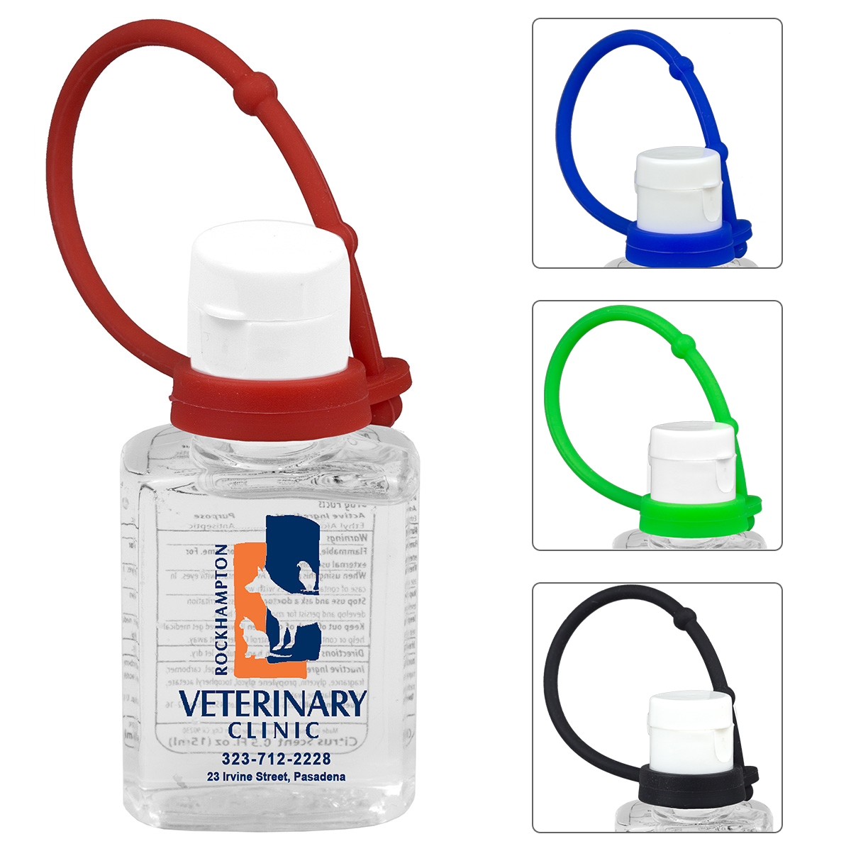 "SANPAL S" Connect” 0.5 oz Compact Hand Sanitizer Antibacterial Gel in Flip-Top Squeeze Bottle with Colorful Silicone Leash