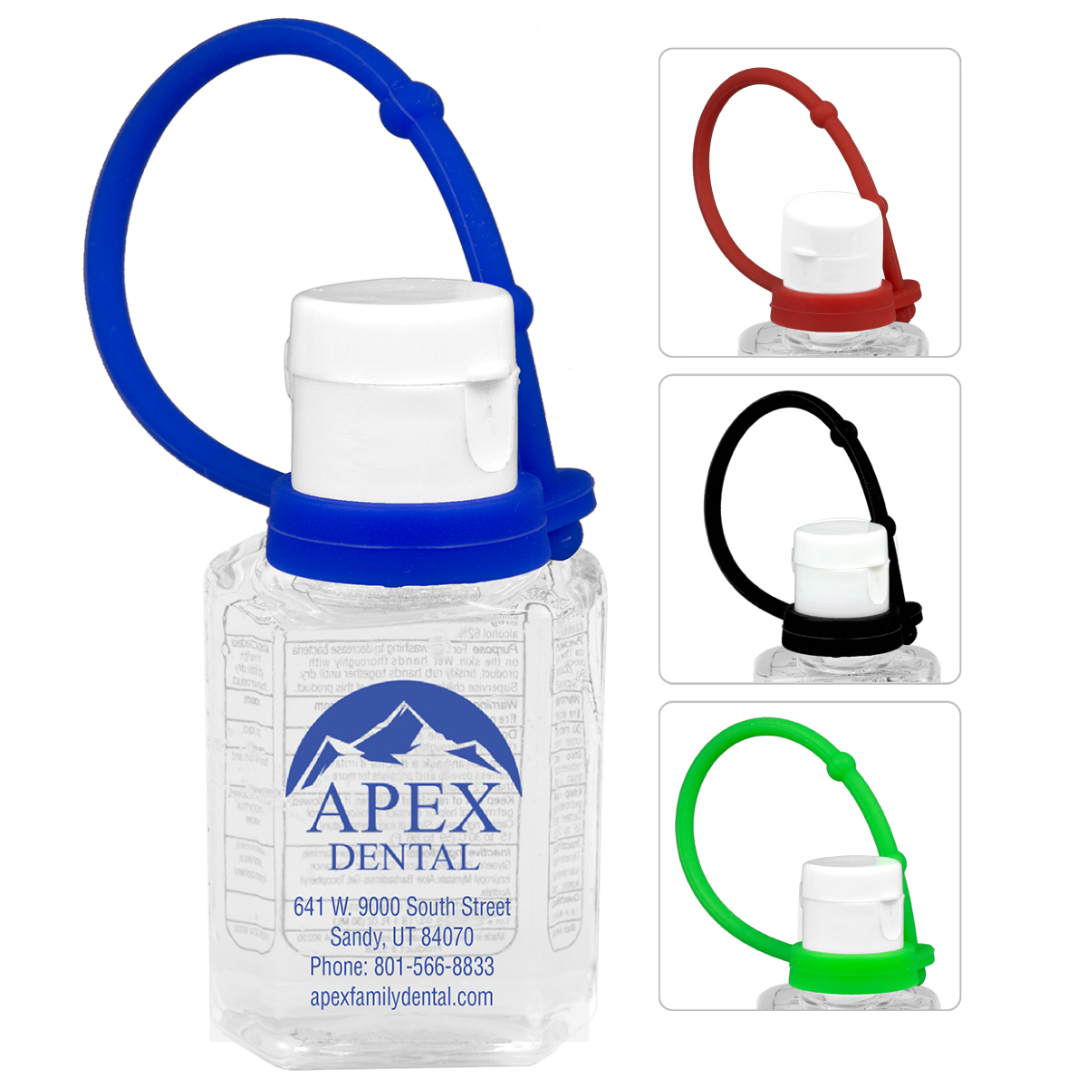 "SANPAL CONNECT" 1.0 oz Compact Hand Sanitizer Antibacterial Gel in Flip-Top Squeeze Bottle with Colorful Silicone Leash