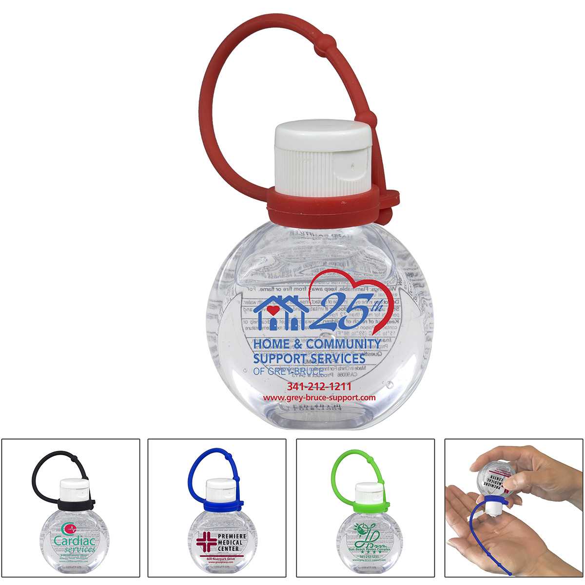 "SANTIAGO SC" 1 oz.Hand Sanitizer Antibacterial Gel with Adjustable Silicone Carry Strap - Spot Color Direct Print