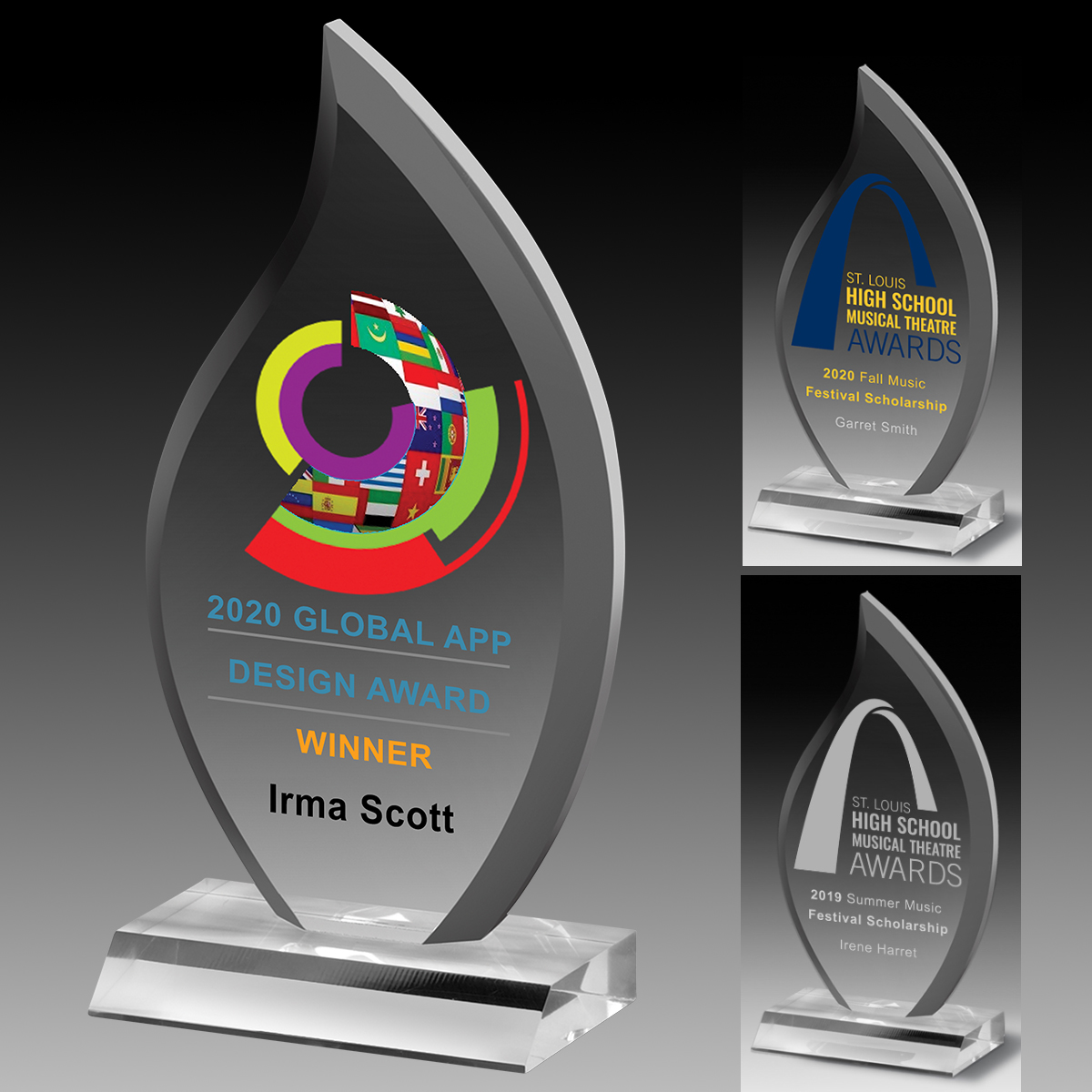 7503-2S (Screen Print), 7503-2L (Laser), 7503-2P (4Color Process) - Multi-Faceted Acrylic Award - 7 3/4"