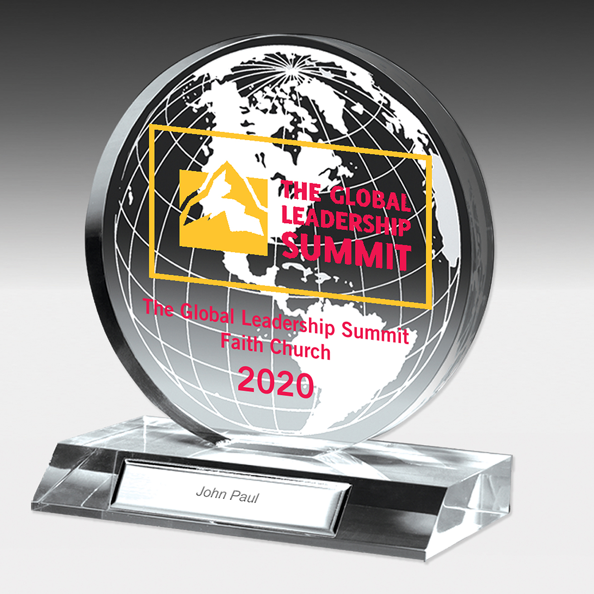 7504G-2S (Screen Print), 7504G-2L (Laser) - Globe Award - 5" Dia