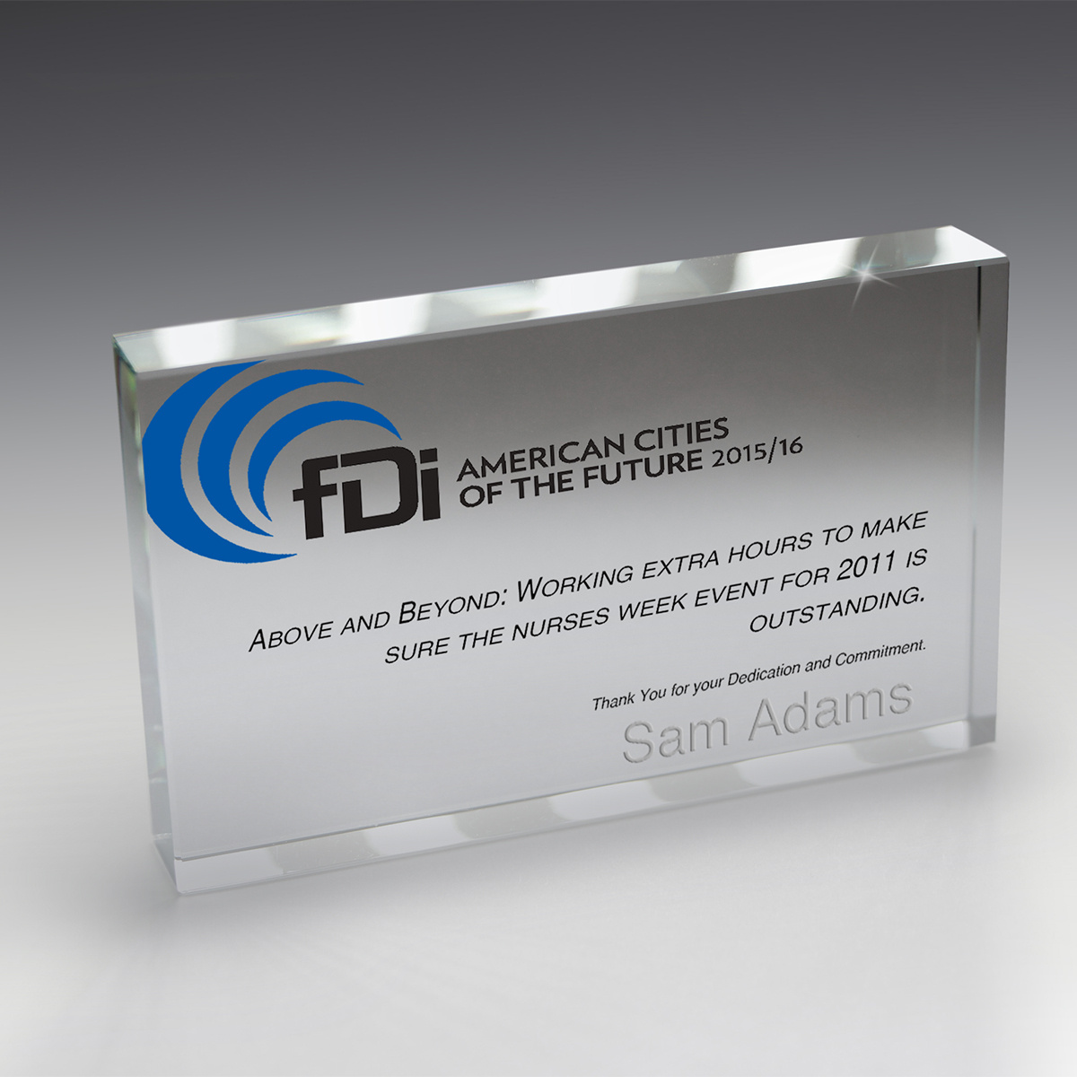 8513S (Screen Print), 8513P (4Color Process)-Glass Rectangle Paperweight Award - 3” x 5” x 3/4”