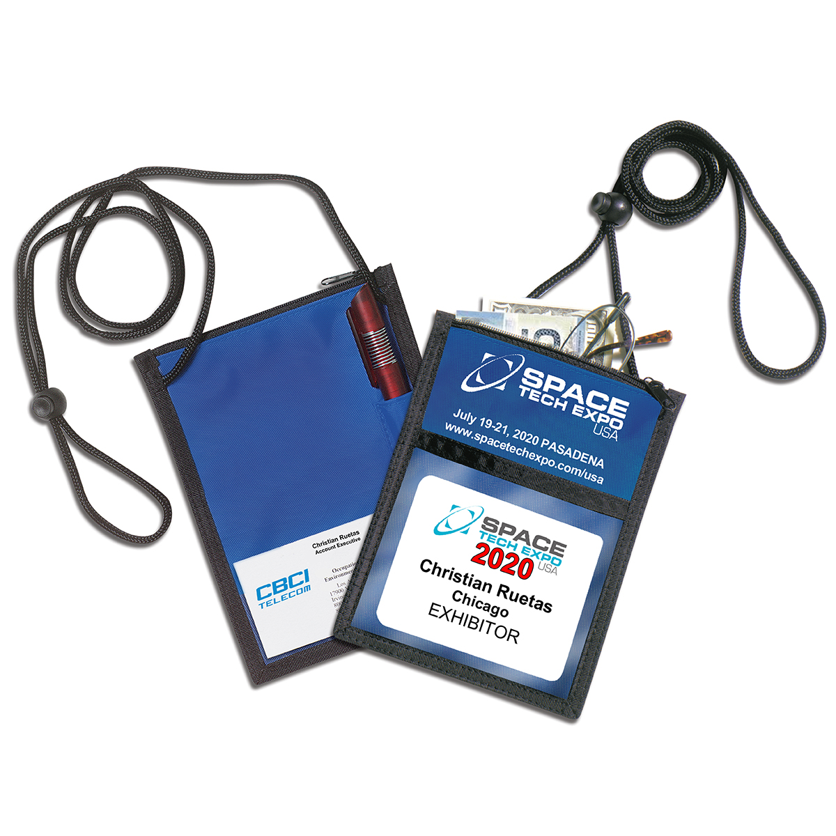 "CLOSER" 420D Polyester 5 Function Tradeshow Badgeholder and Neck Wallet