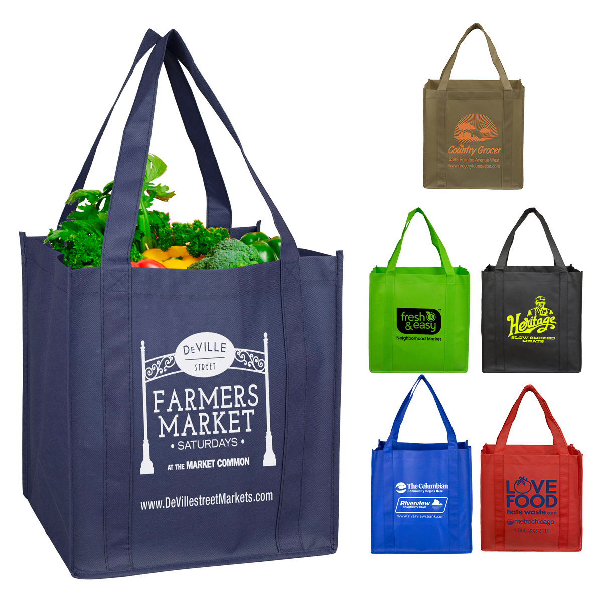 12-1/2" W x 13" H - "MEGA" Grocery Shopping Tote Bag