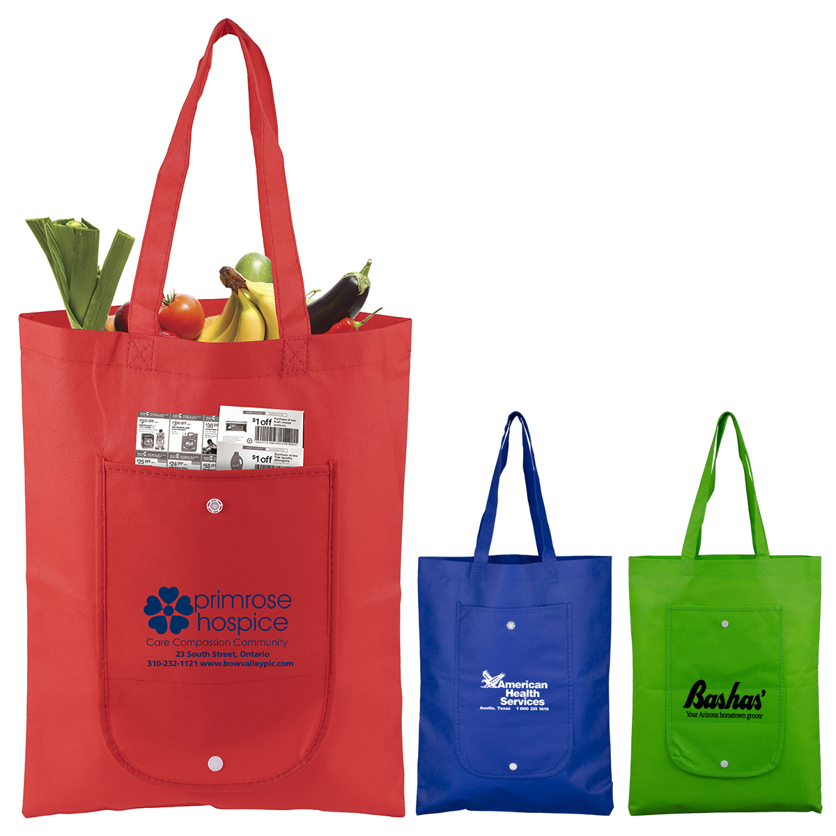 13" W x 17" H -"COVE FOLD"-Up Tote Bag