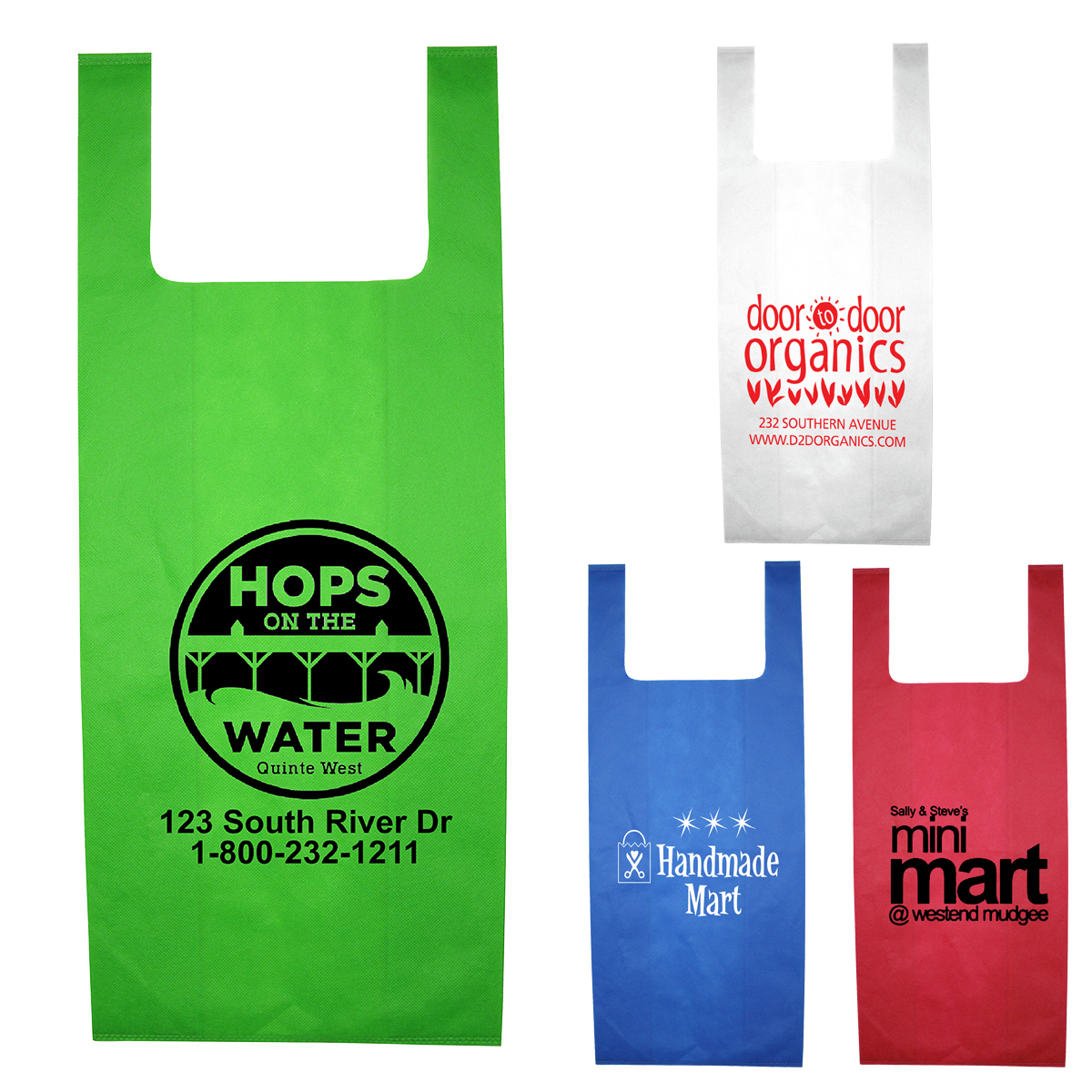 12” W x 22-1/2” H - “Caveat” Everyday Lightweight T-Shirt Style Grocery Shopping Tote Bag