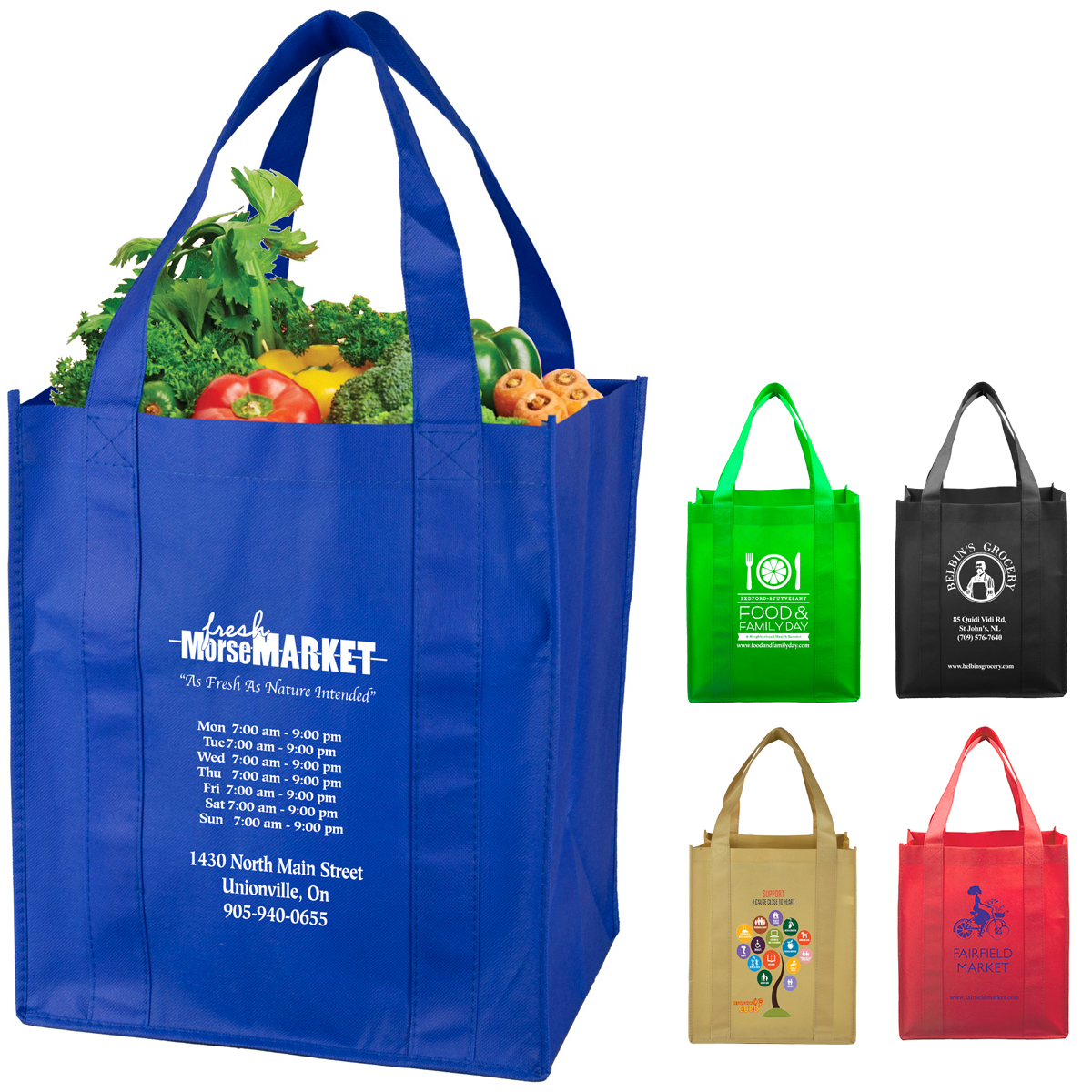 13" W x 15" H -"SUPER MEGA" Grocery Shopping Tote Bag