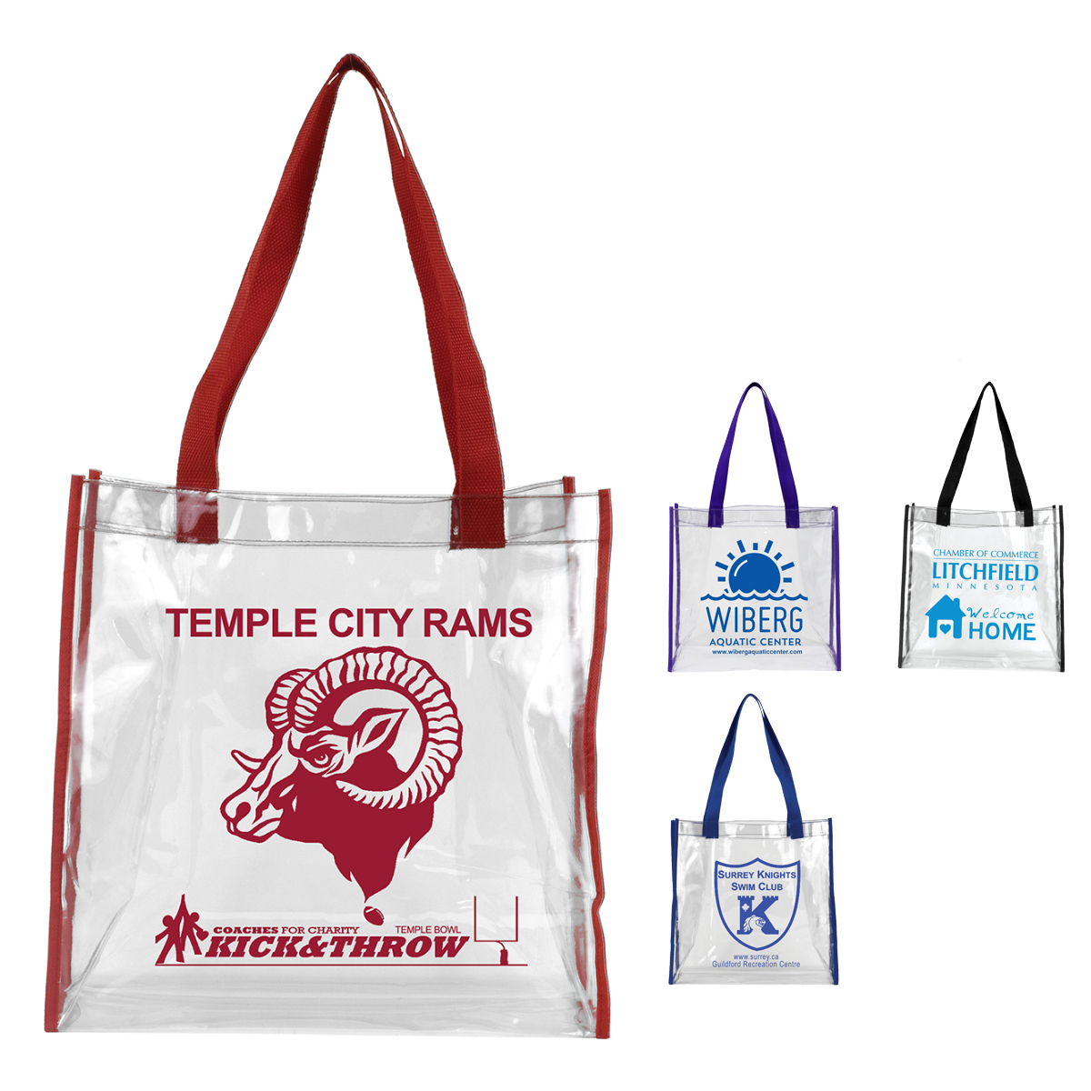 12” W x 12” H - “Matterhorn” Clear Vinyl Stadium Compliant Tote Bag