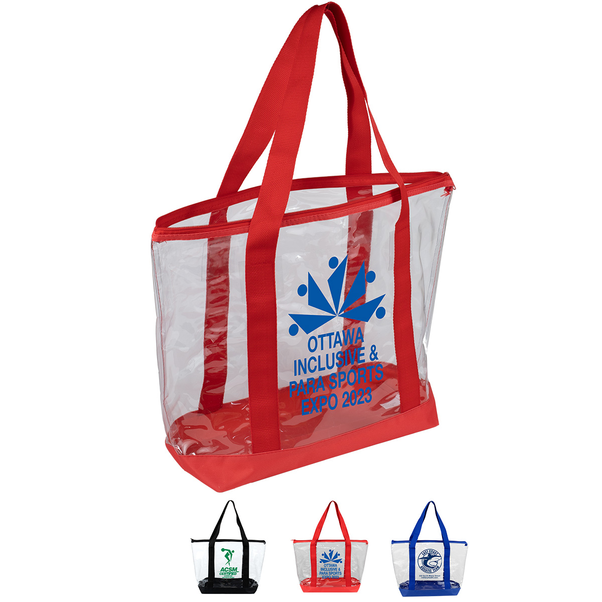 "BONDI" Jumbo Clear Zippered Tote Bag