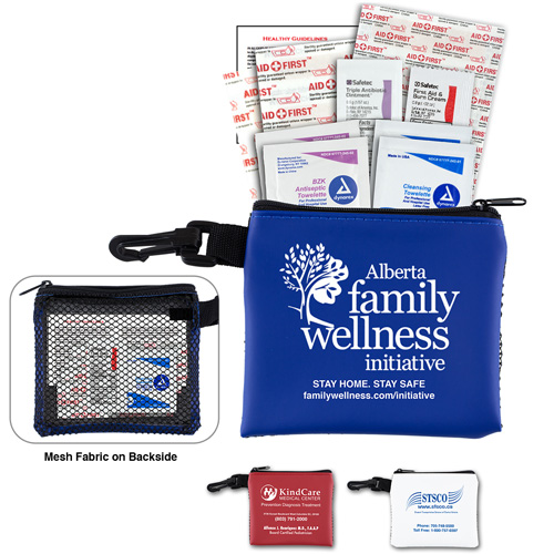 "PARK DOC" 16 Piece All Purpose First Aid Kit in Mesh Zipper Pouch with Carabiner Hook