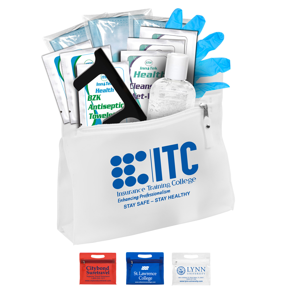 "ILENE" 14 Piece First Aid Carry ALL Kit inserted into Zipper Pouch