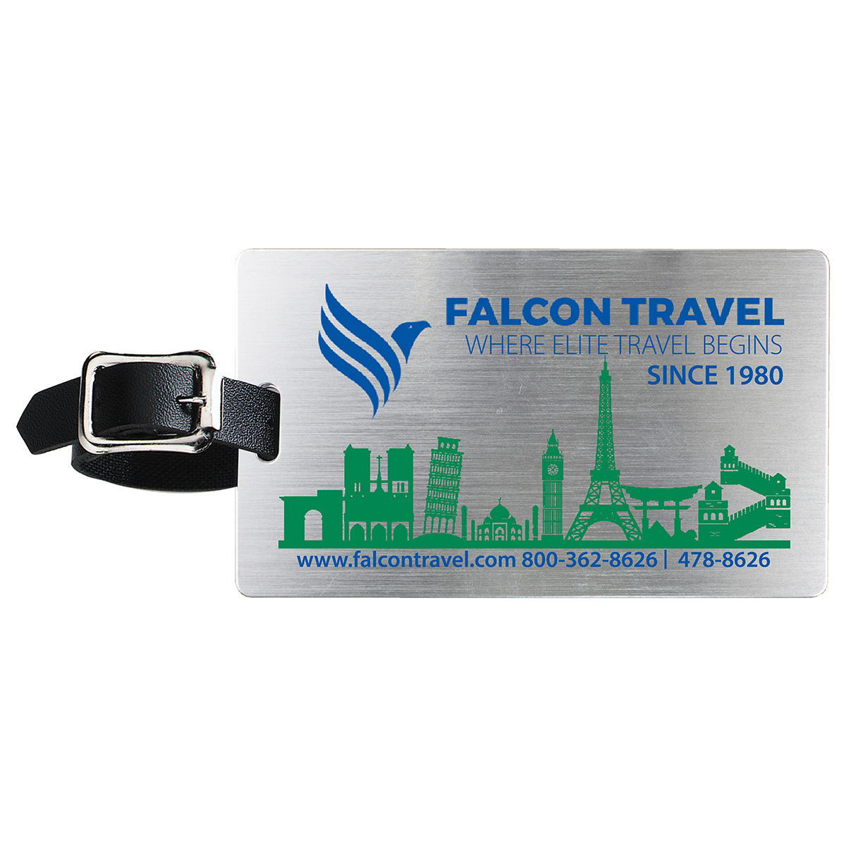 "KINGCOBRA" Brushed Aluminum Kwik Seal® Backing Luggage Bag Tag