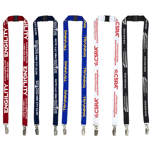 "RICARDO" 3/4" Dual Attachment Polyester Silkscreen Lanyard with FREE Breakaway Safety Release