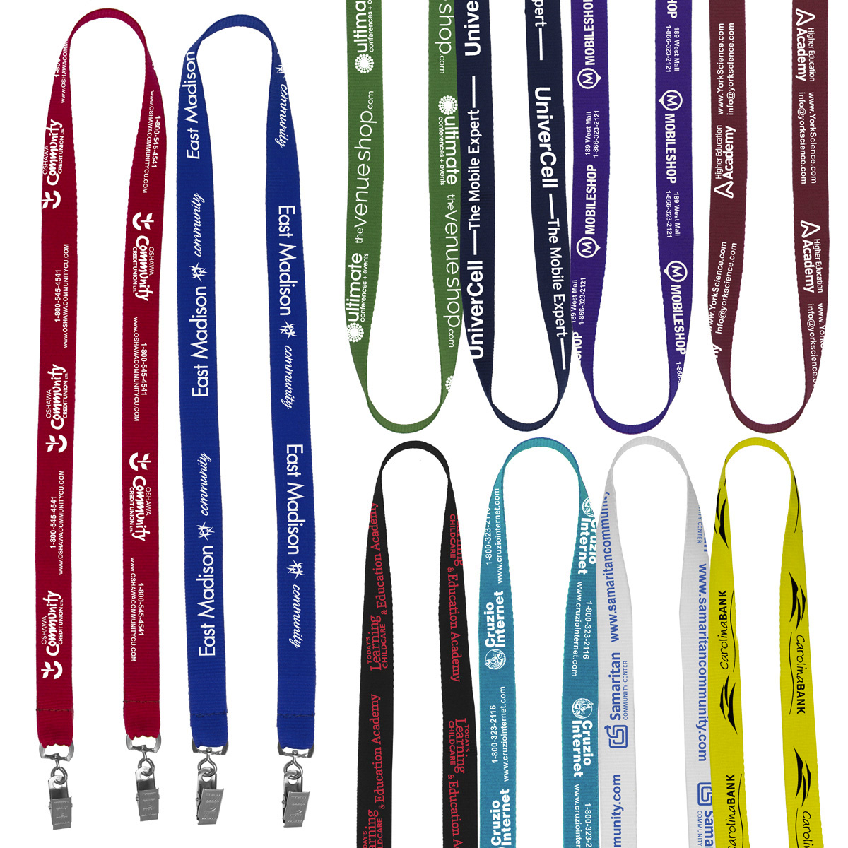 "BELMONT" 3/4” Import Air Ship Width Dual Attachment Silkscreen Polyester Lanyard