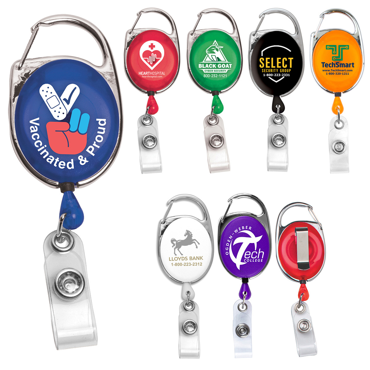 "OBERLIN" 30" Cord Retractable Carabiner Style Badge Reel and Badge Holder (Patent D539,122)