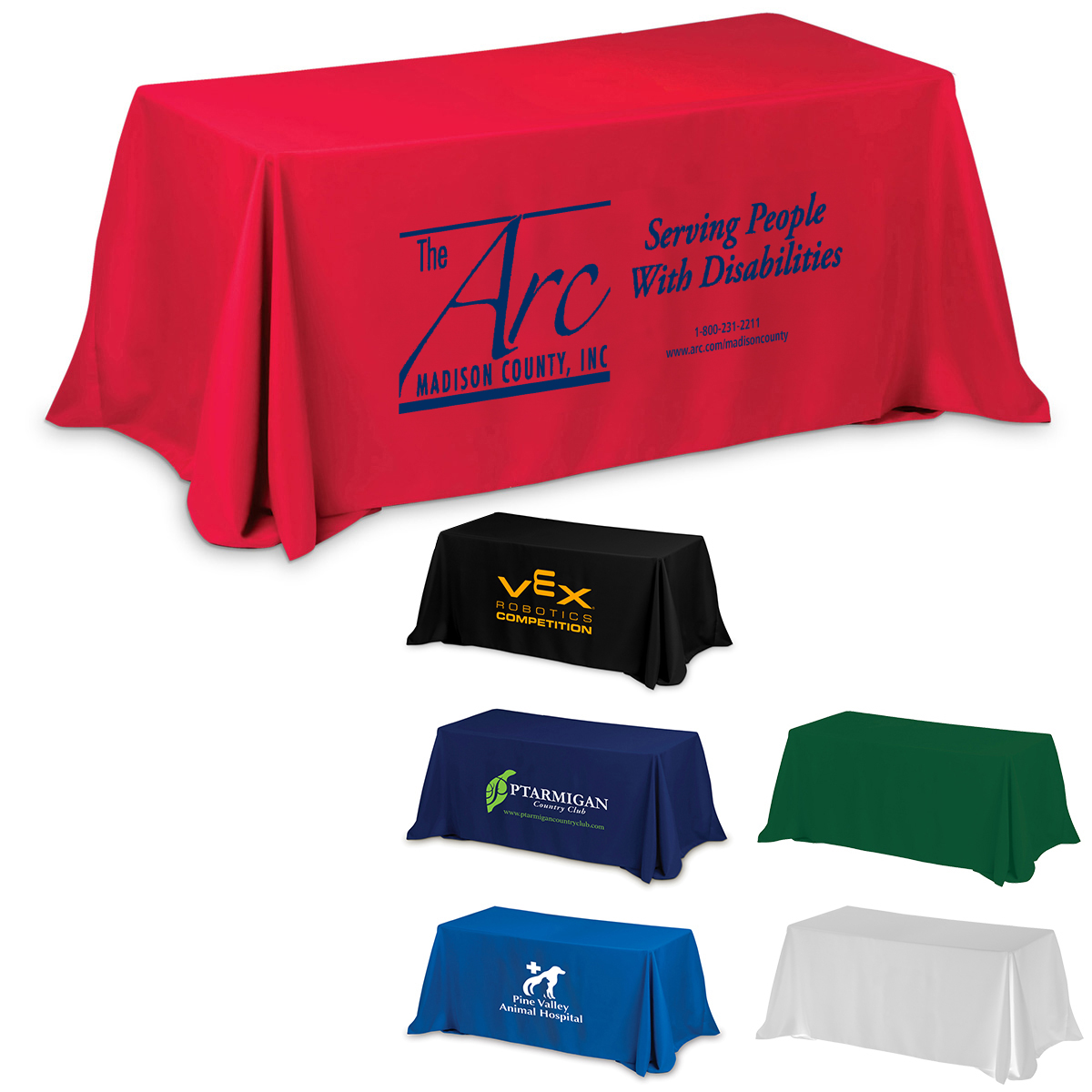 "PREAKNESS SIX" 3-Sided Economy Table Cover & Throws (Spot Color Print) / Fits 6 ft Table