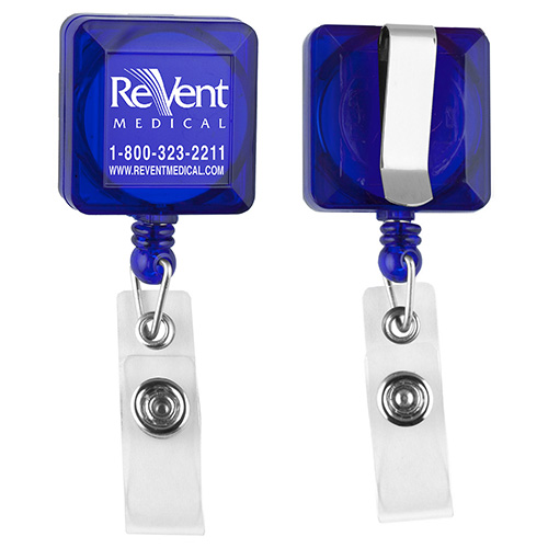 "KENT VL" 30" Cord Square Retractable Badge Reel and Badge Holder with Metal Slip Clip Attachment