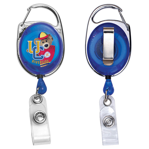 "Oberlin PI" 30” Cord PhotoImage ® Full Colour Imprint* Retractable Carabiner Style Badge Reel and Badge Holder (Patent D539,122)