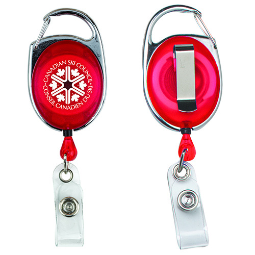 "Oberlin PI" 30” Cord PhotoImage ® Full Colour Imprint* Retractable Carabiner Style Badge Reel and Badge Holder (Patent D539,122)