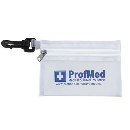 “Bali” Translucent Zipper Storage Pouch with Plastic Hook