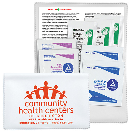 "ORION" Sanitizer & Wipes On-the-Go First Aid Kit in Colorful Vinyl Pouch