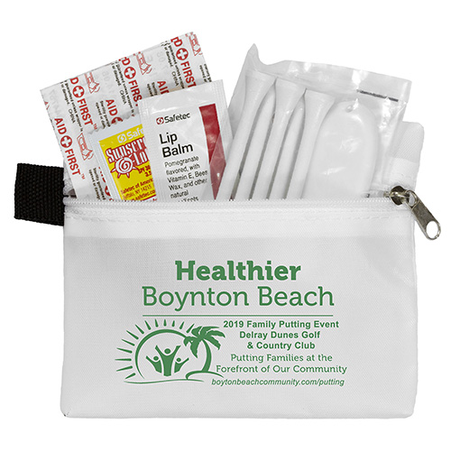 "DEL MONTE" 14 Piece Golf Kit Components inserted into Zipper Pack