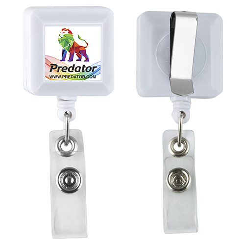 "Kent VL" 30” Cord Square Retractable Badge Reel and Badge Holder with Metal Slip Clip Attachment
