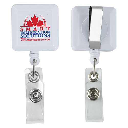 "KENT VL" 30" Cord Square Retractable Badge Reel and Badge Holder with Metal Slip Clip Attachment