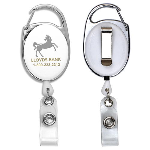 "OBERLIN" 30" Cord Retractable Carabiner Style Badge Reel and Badge Holder (Patent D539,122)