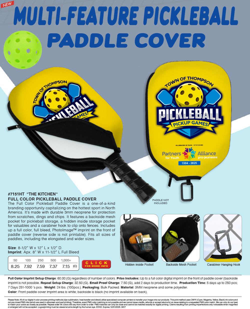 7151HT Full Color Pickleball Paddle Cover