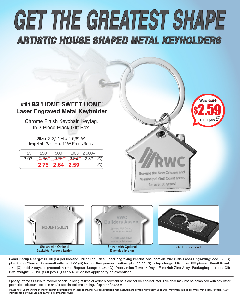 1183 Home Sweet Home Laser Engraved Metal Keyholder