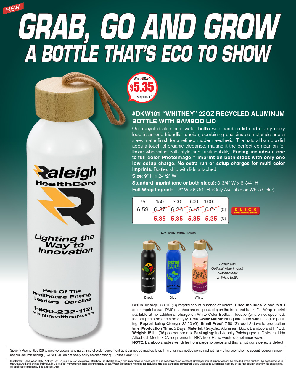 DKW101 WHITNEY - 22OZ RECYCLED ALUMINUM BOTTLE WITH BAMBOO LID