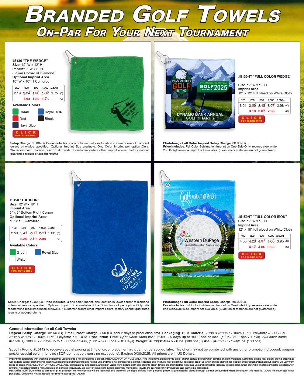 5130 5150 5130HT 5150HT Microfiber Golf Towel