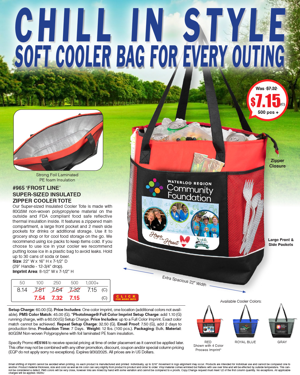 965 Frost Line -  Super-Sized Insulated Zipper Cooler Tote