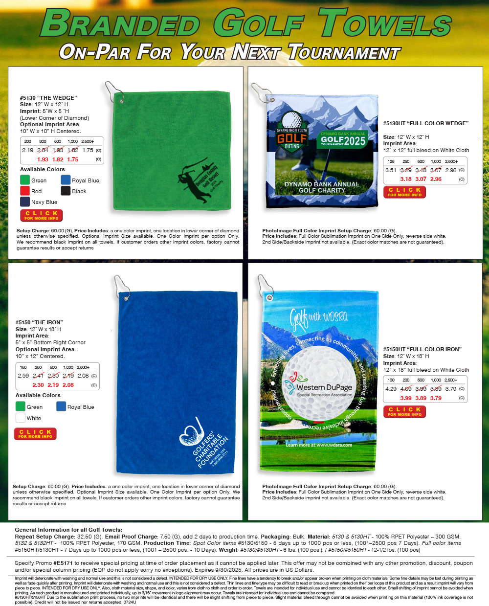 5130 5150 5130HT 5150HT Microfiber Golf Towel