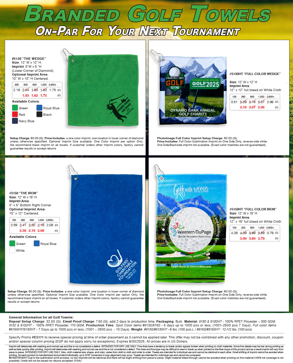 5130 5150 5130HT 5150HT Microfiber Golf Towel