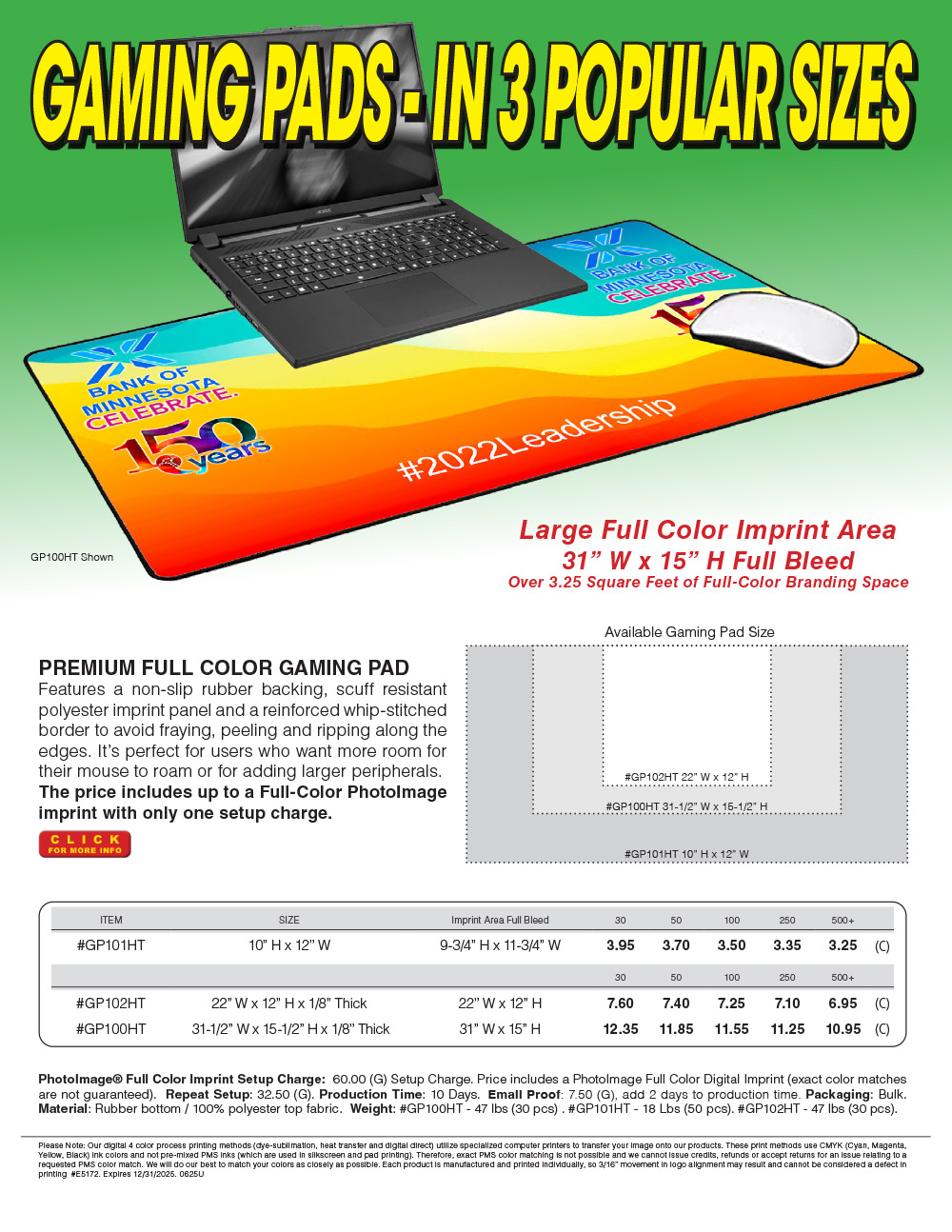#GP100HT GP101HT GP102HT Gaming Pads In 3 Popular Sizes 