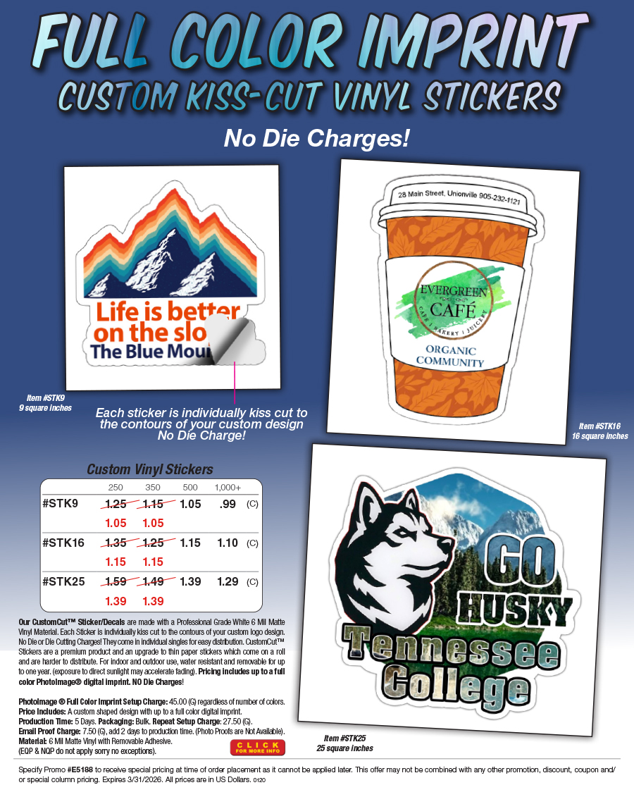 #STK9 #STK16 #STK25 Full Color Custom Shape Removable Vinyl Stickers