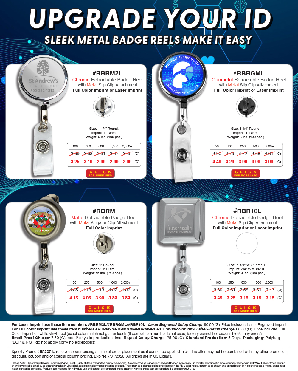 RBRM2L RBRGML RBRM RBR10L Metal Retractable Badge Reel