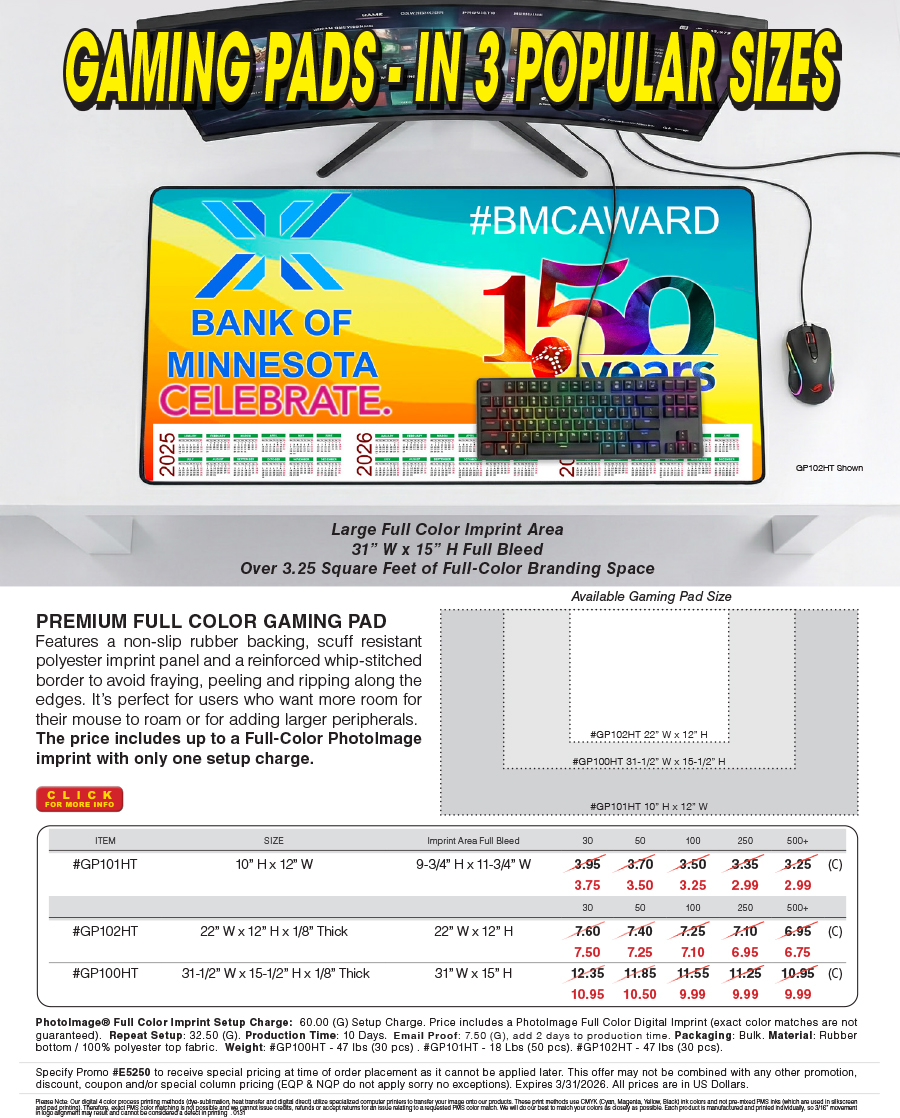 #GP100HT GP101HT GP102HT Gaming Pads In 3 Popular Sizes 