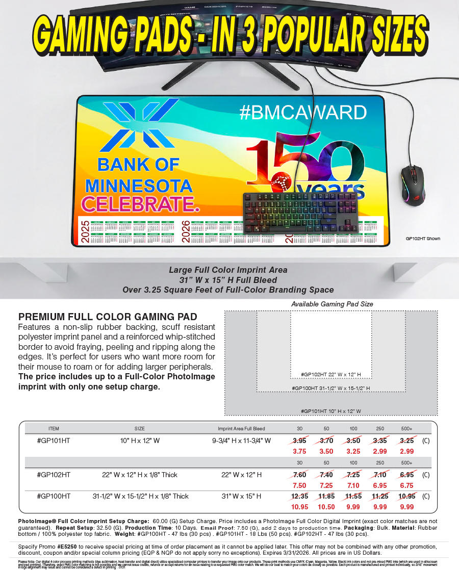 #GP100HT GP101HT GP102HT Gaming Pads In 3 Popular Sizes 