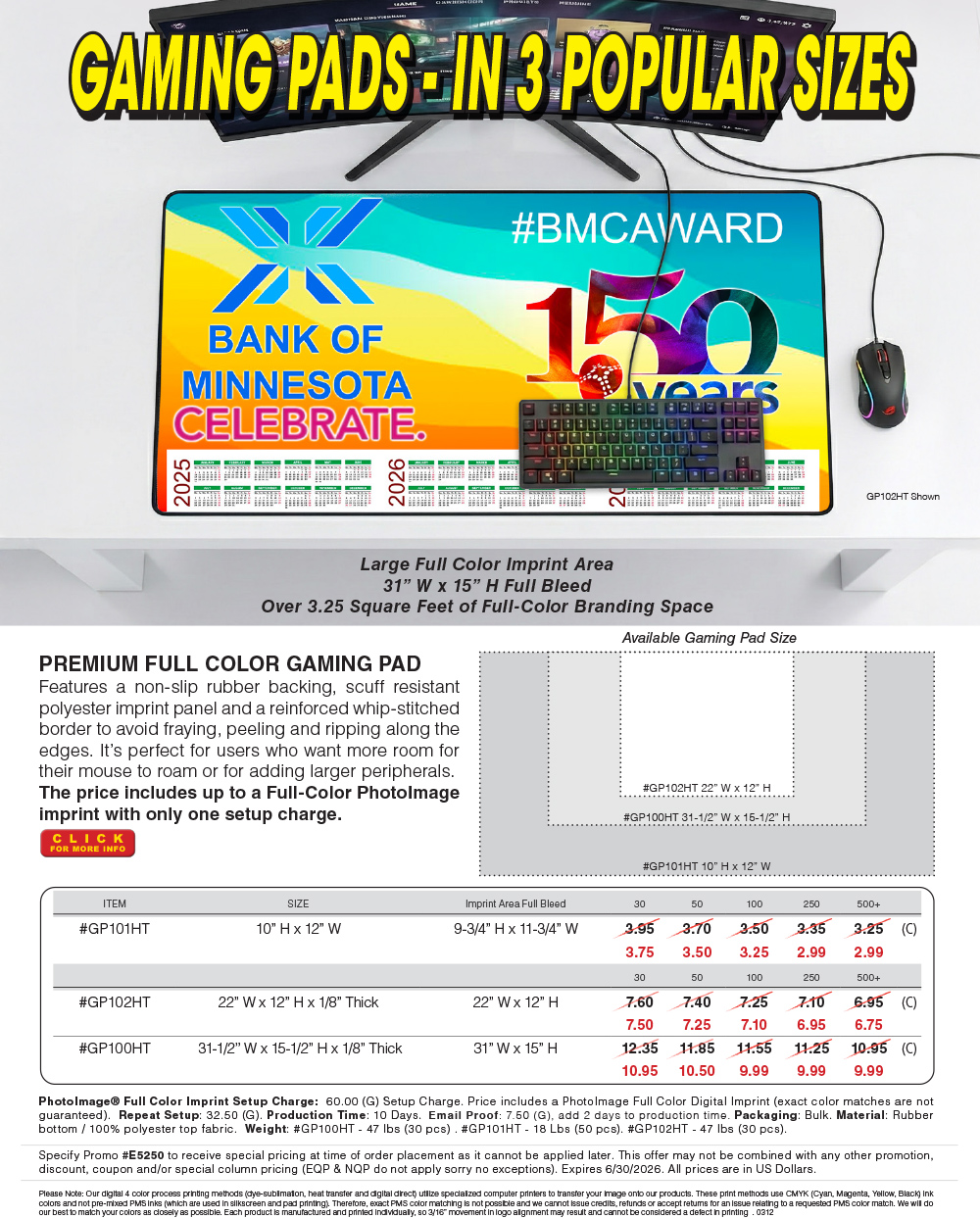 #GP100HT GP101HT GP102HT Gaming Pads In 3 Popular Sizes 