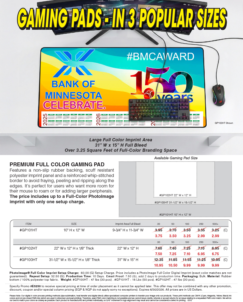 #GP100HT GP101HT GP102HT Gaming Pads In 3 Popular Sizes 