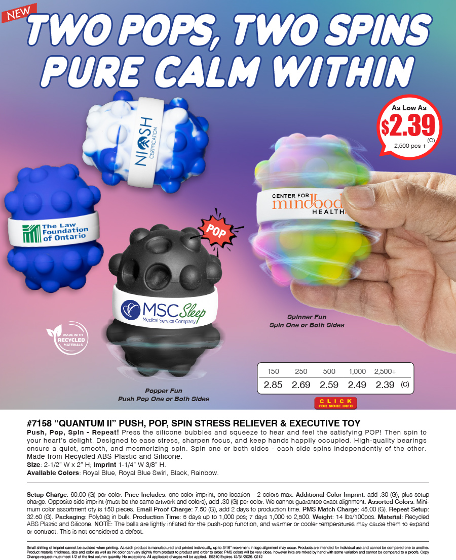 7158 QUANTUM II - PUSH, POP, SPIN STRESS RELIEVER & EXECUTIVE TOY